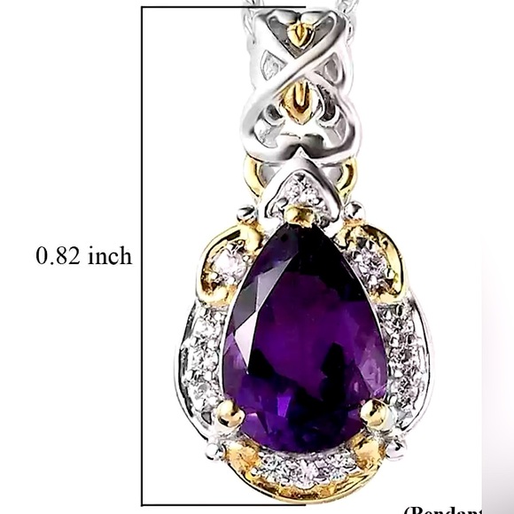 👀 Premium Mashamba Amethyst White Zircon Pendant Necklace 1.85 ctw - Picture 3 of 5